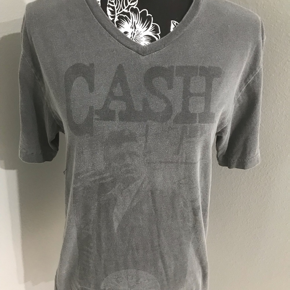 Converse One Star Johnny Cash Cash Only Gray T-Shirt Size Small V Neck NEW